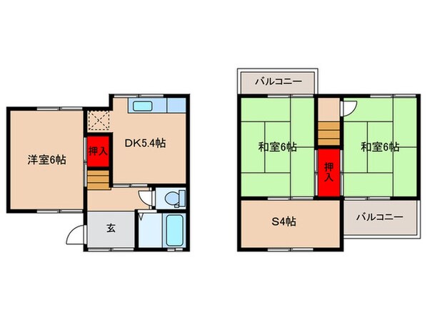 箕面市桜井戸建の物件間取画像